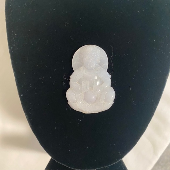 Ice Jade Baoping Guanyin Bodhisattva Natural Burmese Jade Grade-A Pendant - Picture 4 of 7